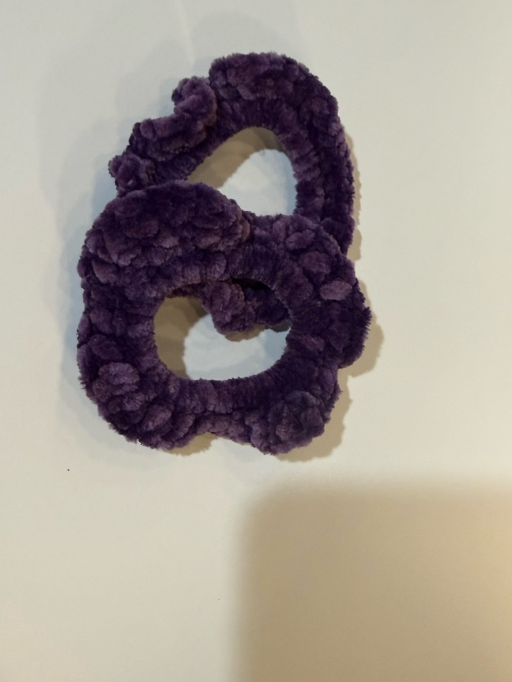 Crochet Plush Purple Floral Scrunchie Pair -Women Accessories Hair Accessories